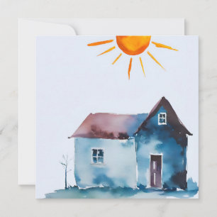 絵を描スケッチ、家、太陽 シーズンカード