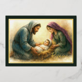 絵を描スタイル出生シーンホリデーカード 箔シーズンカード (正面)