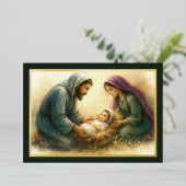 絵を描スタイル出生シーンホリデーカード 箔シーズンカード (立ち正面)