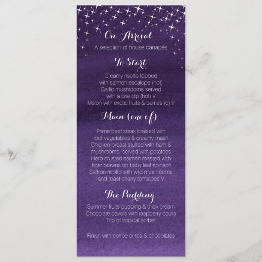 絵を描スターナイトスカイ結婚のメニュー メニュー (裏面)