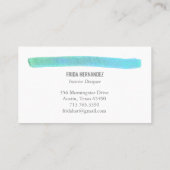 絵を描ストライプエレガント青ミニマル緑 名刺 (裏面)