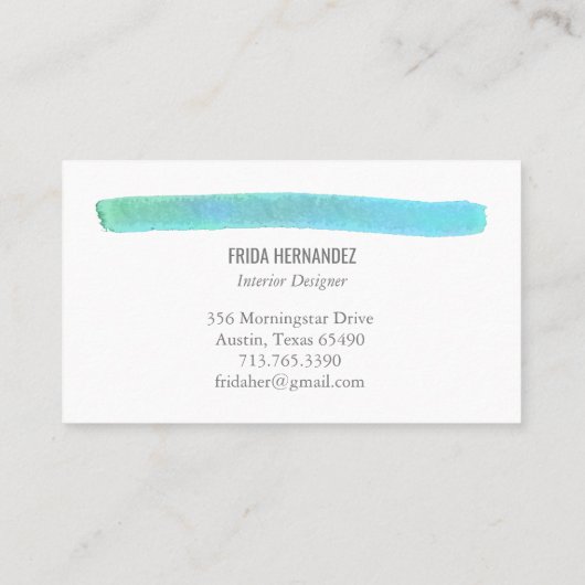 絵を描ストライプエレガント青ミニマル緑 名刺 (裏面)