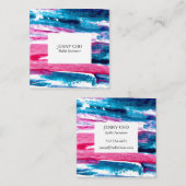 絵を描ストライプカラフル絵を描テクスチャ スクエア名刺 (正面/裏面)