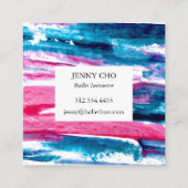 絵を描ストライプカラフル絵を描テクスチャ スクエア名刺 (裏面)