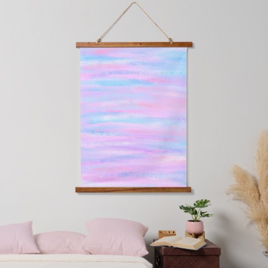 絵を描ストライプターコイズピンクパープル 吊り下げ型タペストリー (寝室)