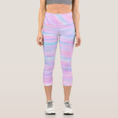  絵を描ストライプターコイズ カプリレギンス (正面)