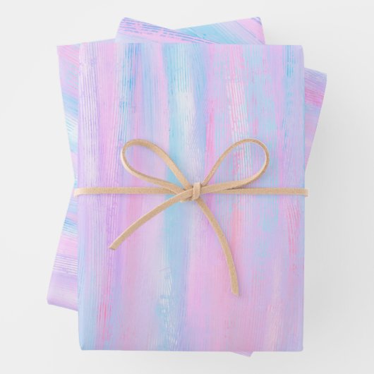 絵を描ストライプターコイズ ラッピングペーパーシート (インサイチュ)