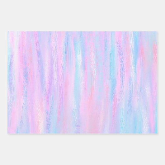 絵を描ストライプターコイズ ラッピングペーパーシート (正面)