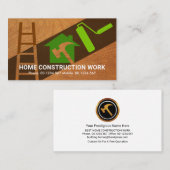 絵を描ストライプホームラダー木製シルエット 名刺 (正面/裏面)