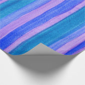 絵を描ストライプ:ターコイズ、青、紫 ラッピングペーパー (角)