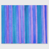 絵を描ストライプ:ターコイズ、青、紫 ラッピングペーパー (フラット)