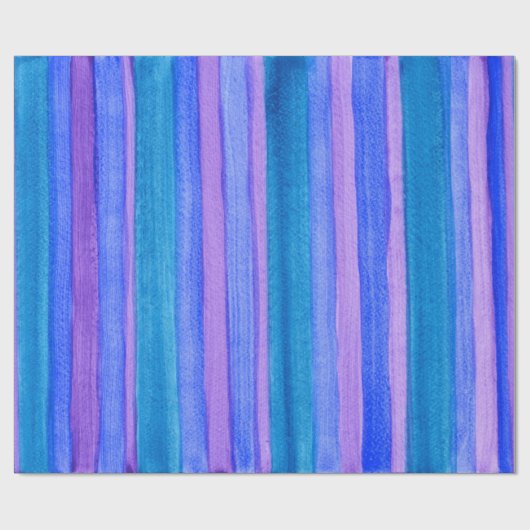 絵を描ストライプ:ターコイズ、青、紫 ラッピングペーパー (フラット)