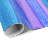 絵を描ストライプ:ターコイズ、青、紫 ラッピングペーパー (ロールコーナー)