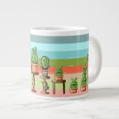 絵を描ストライプCacti ジャンボコーヒーマグカップ (正面右)