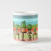 絵を描ストライプCacti ジャンボコーヒーマグカップ (正面)