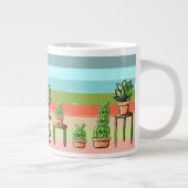 絵を描ストライプCacti ジャンボコーヒーマグカップ (右)