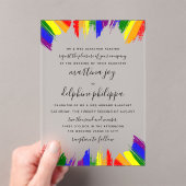 絵を描ストロークプライド国旗LGBTQフォーマル結婚の アクリル招待状 (インサイチュ (ポータブル))
