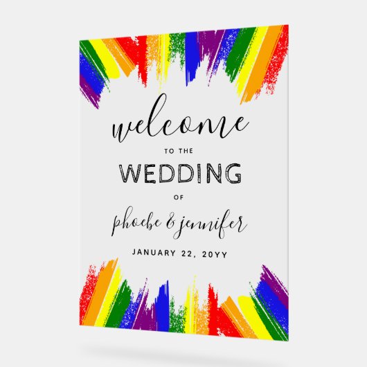 絵を描ストロークプライド国旗LGBTQ結婚の アクリルサイン (傾斜)