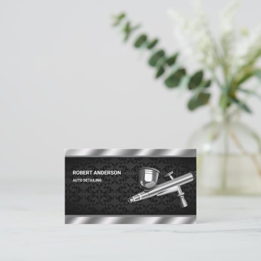 絵を描スプ銃の自動体の詳絵を描細 名刺 (スタンド正面)