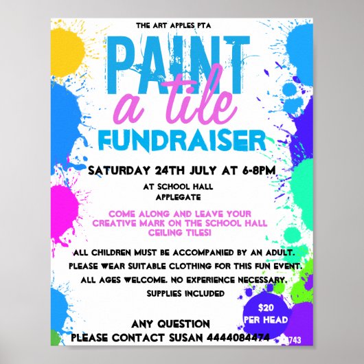 絵を描タイル募金用PTA PTO ポスター (正面)