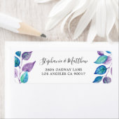 絵を描ターコイズ紫の葉の水の色の葉 ラベル (インサイチュ)