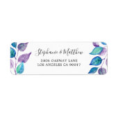 絵を描ターコイズ紫の葉の水の色の葉 ラベル (正面)