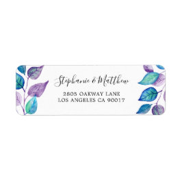 絵を描ターコイズ紫の葉の水の色の葉 ラベル