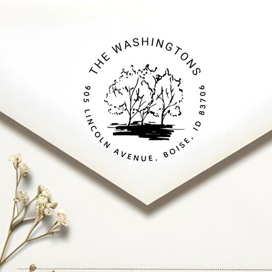 絵を描ツリーパーソナライズされた差出人住所 セルフインキングスタンプ