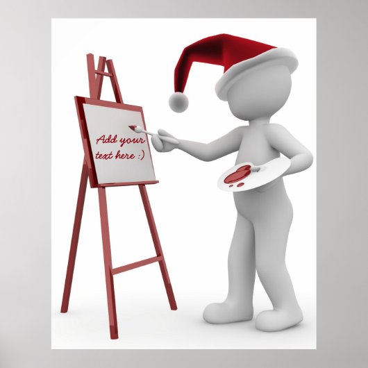 絵を描テキスト絵を描Santa's Easel Red White Art ポスター (正面)