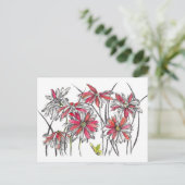 絵を描デイジーフラワーズボタニカルアートインクスケッチ ポストカード (スタンド正面)