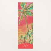 絵を描ハワイアンビーチマウナラニベイコーラルオレンジ ヨガマット (正面)