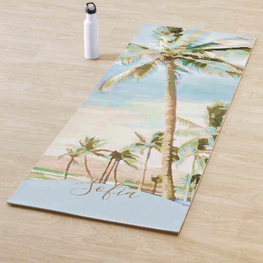 絵を描ハワイアンビーチマウナラニベイブルー ヨガマット (インサイチュ)