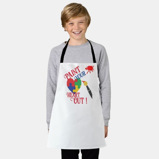 絵を描ハートアウト エプロン (着用した状態)