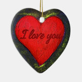 絵を描ハートオーナメント セラミックオーナメント (右)