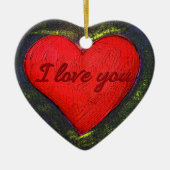 絵を描ハートオーナメント セラミックオーナメント (正面)