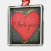 絵を描ハートオーナメント メタルオーナメント (左)