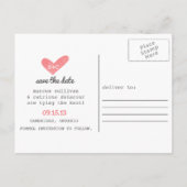 絵を描ハートタイプライト日付はがきを保存 案内ポストカード (裏面)