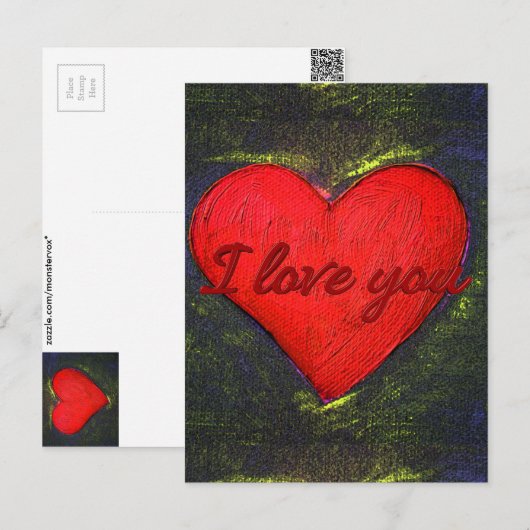 絵を描ハート ポストカード (正面/裏面)