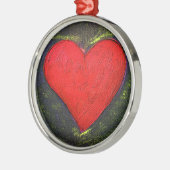 絵を描ハート メタルオーナメント (左)