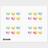 絵を描ハート 長方形シール (シート)