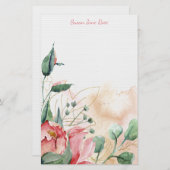 絵を描バラロマンスパーソナライズされた文具 便箋 (正面/裏面)