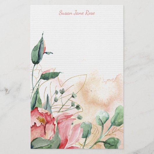 絵を描バラロマンスパーソナライズされた文具 便箋 (正面)