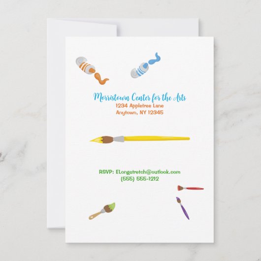 絵を描パーソナライズされたテーマの誕生日パーティー招待 招待状 (裏面)