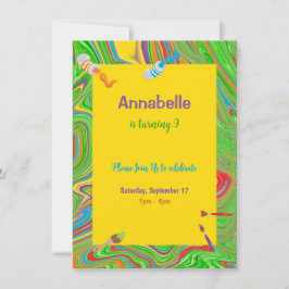 絵を描パーソナライズされたテーマの誕生日パーティー招待 招待状