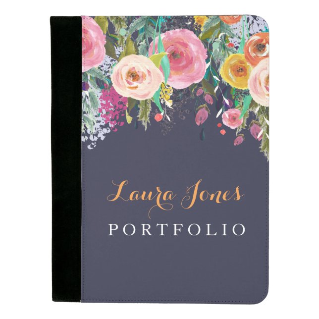 絵を描パーソナライズされたフローラPadfolio Pad Holder パッドフォリオ (正面)