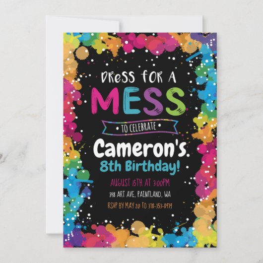 絵を描パーティの招待状アート誕生会招待状 招待状 (正面)