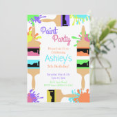 絵を描パーティの招待状,アートパーティー,誕生日 シーズンカード (スタンド正面)
