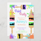 絵を描パーティの招待状,アートパーティー,誕生日 招待状 (正面/裏面)