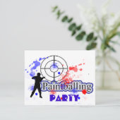 絵を描パーティーの赤と青のはじけ絵を描を打つ 招待状 (スタンド正面)