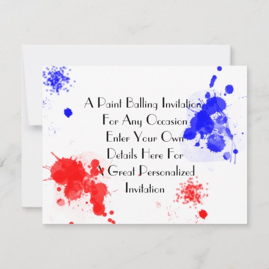 絵を描パーティーの赤と青のはじけ絵を描を打つ 招待状 (裏面)